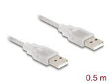 Delock Kabel USB 2.0 Typ-A Stecker > USB 2.0 Typ-A Stecker 0,5 m transparent