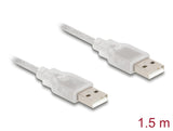 Delock Kabel USB 2.0 Typ-A Stecker > USB 2.0 Typ-A Stecker 1,5 m transparent