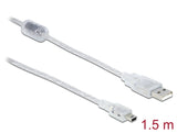Delock Kabel USB 2.0 Typ-A Stecker > USB 2.0 Mini-B Stecker 1,5 m transparent