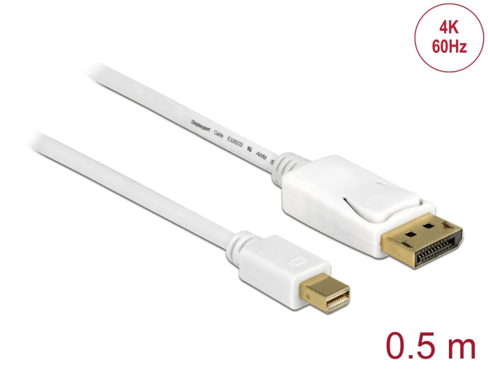 Delock Kabel Mini DisplayPort 1.2 Stecker > DisplayPort Stecker 4K 60 Hz 0,5 m