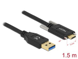 Delock USB 10 Gbps Kabel Typ-A Stecker zu USB Type-C™ Stecker mit Schrauben seitlich 1,5 m