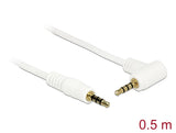 Delock Kabel Klinke 3,5 mm 4 Pin Stecker > Stecker gewinkelt 0,5 m weiß