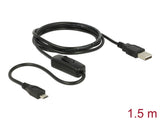 Delock Ladekabel USB 2.0 Typ-A Stecker > USB 2.0 Micro-B Stecker mit Schalter für Raspberry Pi 1,5 m
