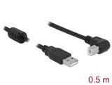 Delock Kabel USB 2.0 Typ-A Stecker > USB 2.0 Typ-B Stecker gewinkelt 0,5 m schwarz