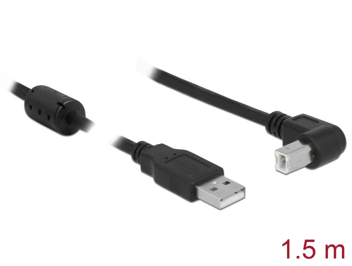 Delock Kabel USB 2.0 Typ-A Stecker > USB 2.0 Typ-B Stecker gewinkelt 1,5 m schwarz