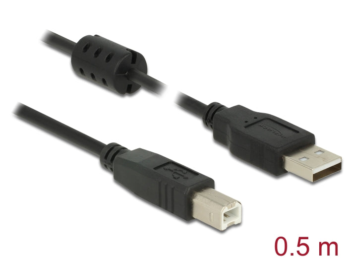 Delock Kabel USB 2.0 Typ-A Stecker > USB 2.0 Typ-B Stecker 0,5 m schwarz