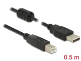 Delock Kabel USB 2.0 Typ-A Stecker > USB 2.0 Typ-B Stecker 0,5 m schwarz