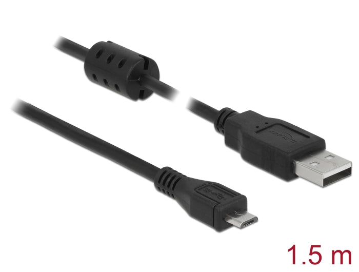 Delock Kabel USB 2.0 Typ-A Stecker > USB 2.0 Micro-B Stecker 1,5 m schwarz