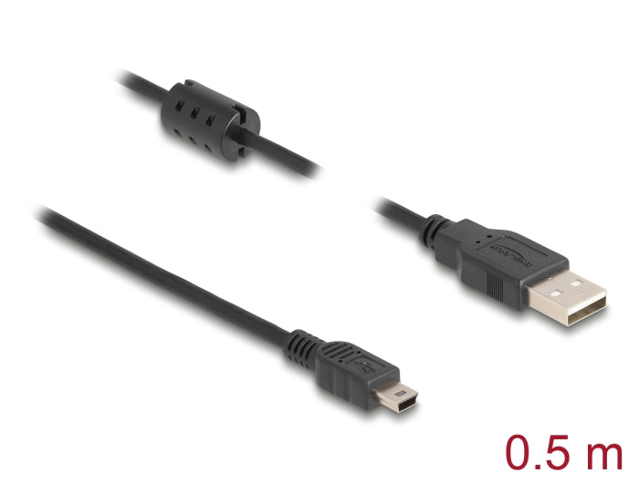Delock Kabel USB 2.0 Typ-A Stecker > USB 2.0 Mini-B Stecker 0,5 m schwarz