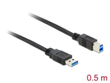 Delock USB 5 Gbps Kabel Typ-A Stecker zu Typ-B Stecker 0,5 m schwarz