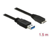 Delock USB 5 Gbps Kabel Typ-A Stecker zu Typ Micro-B Stecker 1,5 m schwarz