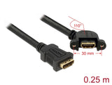 Delock Kabel HDMI A Buchse > HDMI A Buchse zum Einbau 110° gewinkelt 25 cm