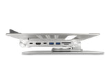 Delock Tablet und Notebook Ständer mit eingebauter Dockingstation 4K - HDMI / Kartenleser / Hub / PD 3.0 90 W - 360° drehbar