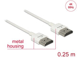 Delock Kabel High Speed HDMI mit Ethernet - HDMI-A Stecker > HDMI-A Stecker 3D 4K 0,25 m Slim High Quality