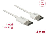 Delock Kabel High Speed HDMI mit Ethernet - HDMI-A Stecker > HDMI-A Stecker 3D 4K 4,5 m Aktiv Slim High Quality