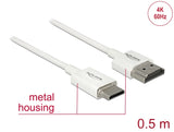 Delock Kabel High Speed HDMI mit Ethernet - HDMI-A Stecker > HDMI Mini-C Stecker 3D 4K 0,5 m Slim High Quality