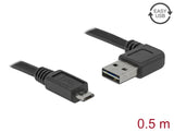Delock Kabel EASY-USB 2.0 Typ-A Stecker gewinkelt links / rechts > USB 2.0 Typ Micro-B Stecker 0,5 m