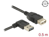 Delock Verlängerungskabel EASY-USB 2.0 Typ-A Stecker gewinkelt links / rechts > USB 2.0 Typ-A Buchse 0,5 m