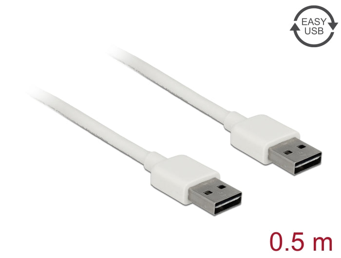 Delock Kabel EASY-USB 2.0 Typ-A Stecker > EASY-USB 2.0 Typ-A Stecker 0,5 m weiß