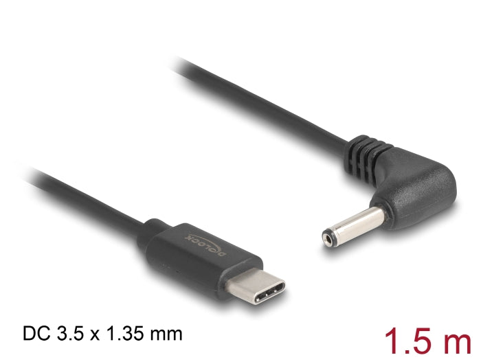 Delock USB Type-C™ Stromkabel zu DC 3,5 x 1,35 mm Stecker gewinkelt 1,5 m