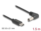 Delock USB Type-C™ Stromkabel zu DC 5,5 x 2,1 mm Stecker gewinkelt 1,5 m
