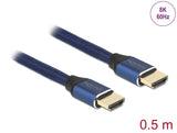 Delock Ultra High Speed HDMI Kabel 48 Gbps 8K 60 Hz blau 0,5 m zertifiziert