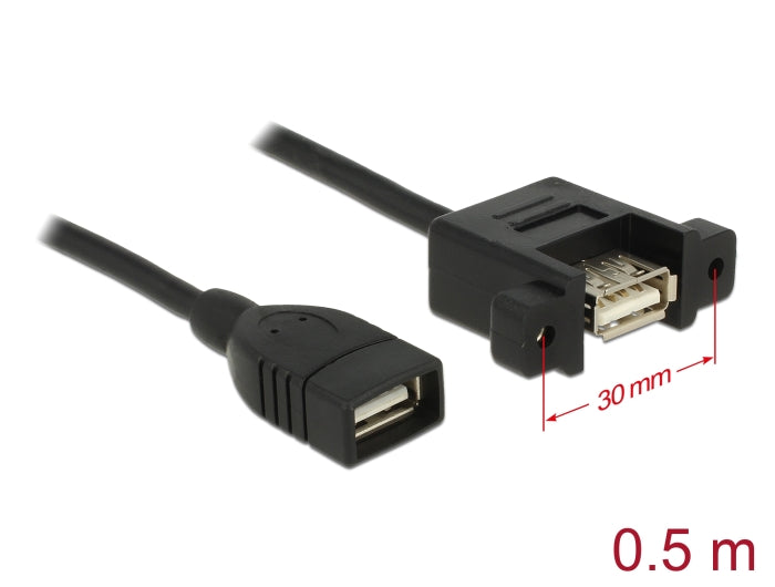 Delock Kabel USB 2.0 Typ-A Buchse > USB 2.0 Typ-A Buchse zum Einbau 0,5 m