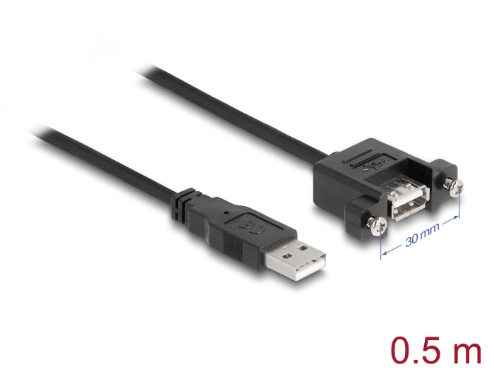 Delock Kabel USB 2.0 Typ-A Stecker > USB 2.0 Typ-A Buchse zum Einbau 0,5 m