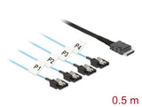 Delock Kabel OCuLink SFF-8611 > 4 x SATA 7 Pin 0,5 m Metall