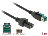 Delock PoweredUSB Kabel Stecker 12 V > 2 x 4 Pin Stecker 1 m für POS Drucker und Terminals