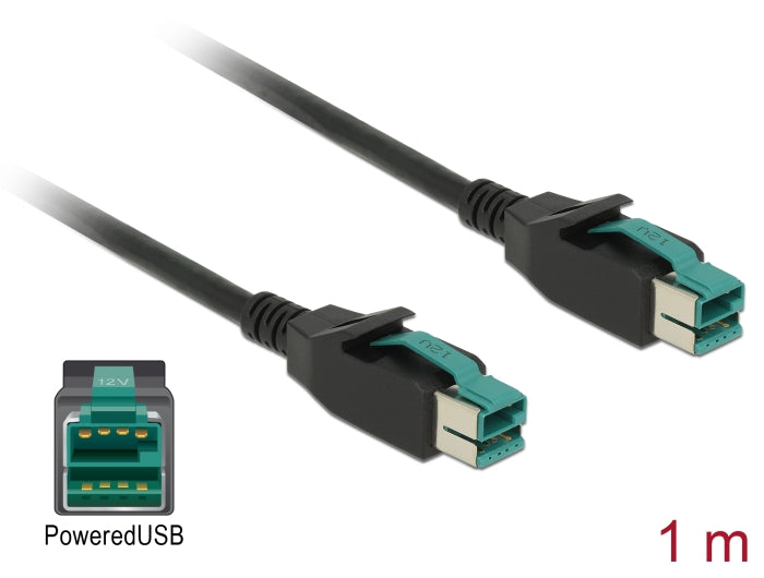 Delock PoweredUSB Kabel Stecker 12 V > PoweredUSB Stecker 12 V 1 m für POS Drucker und Terminals