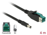 Delock PoweredUSB Kabel Stecker 12 V > DC 5,5 x 2,1 mm Stecker 4 m für POS Drucker und Terminals