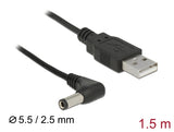 Delock USB Stromkabel zu DC 5,5 x 2,5 mm Stecker 90° 1,5 m