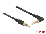 Delock Klinkenkabel 3,5 mm 4 Pin Stecker > Stecker gewinkelt 0,5 m schwarz