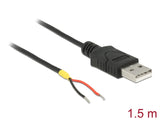 Delock Kabel USB 2.0 Typ-A Stecker > 2 x offene Kabelenden Strom 1,5 m Raspberry Pi