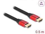 Delock Ultra High Speed HDMI Kabel 48 Gbps 8K 60 Hz rot 0,5 m zertifiziert