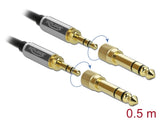 Delock Klinkenkabel 3,5 mm 3 Pin Stecker zu Stecker mit Schraubadapter 0,5 m