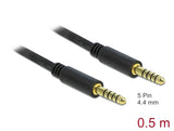 Delock Klinkenkabel 4,4 mm 5 Pin Stecker zu Stecker 0,5 m schwarz