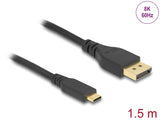 Delock Bidirektionales USB Type-C™ zu DisplayPort Kabel (DP Alt Mode) 8K 60 Hz 1,5 m DP 8K zertifiziert