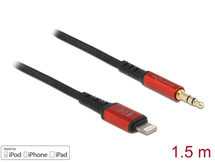 Delock Audiokabel 8 Pin Lightning™ Stecker zu Klinkenstecker 3,5 mm 3 Pin 1,5 m