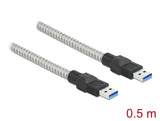 Delock USB 5 Gbps Kabel Typ-A Stecker zu Typ-A Stecker mit Metallmantel 0,5 m