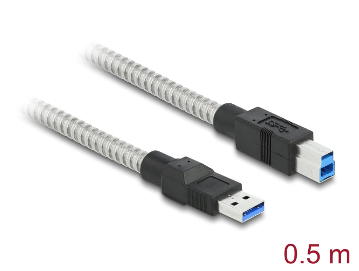 Delock USB 5 Gbps Kabel Typ-A Stecker zu Typ-B Stecker mit Metallmantel 0,5 m