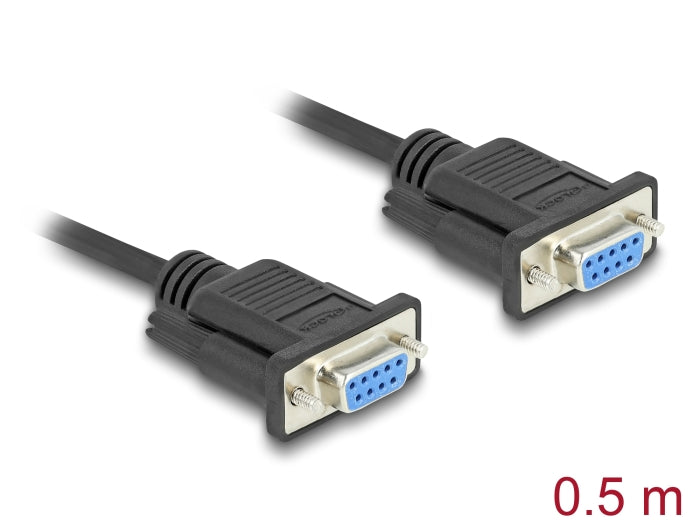 Delock RS-232 Kabel Seriell D-Sub9 Buchse zu Buchse mit schmalem Steckergehäuse 0,5 m
