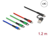 Delock USB Ladekabel 4 in 1 USB Typ-A + USB-C™ zu Lightning™ / Micro USB / 2 x USB Type-C™ 1,20 m