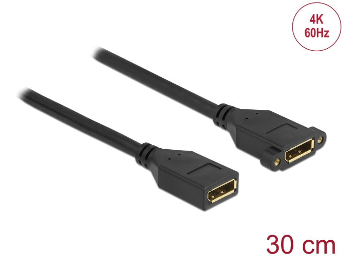 Delock DisplayPort 1.2 Kabel Buchse zu Buchse zum Einbau 4K 60 Hz 30 cm