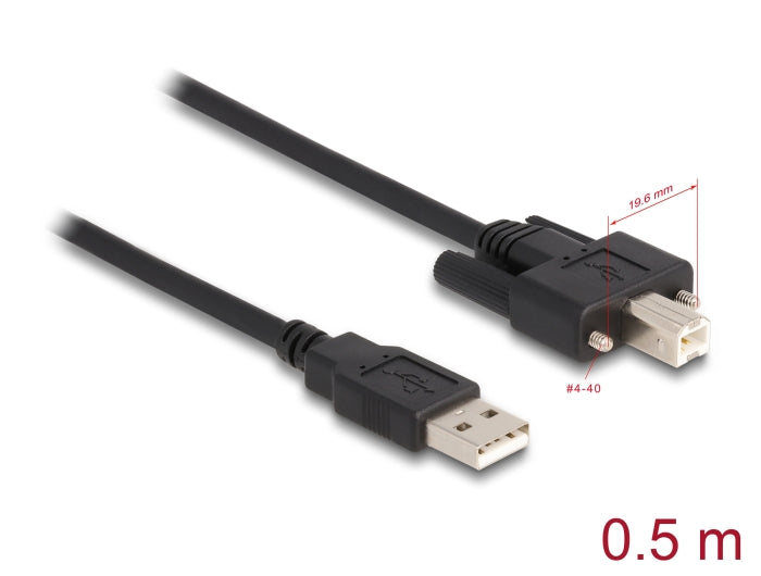 Delock Kabel USB 2.0 Typ-A Stecker zu Typ-B Stecker mit Schrauben 0,5 m