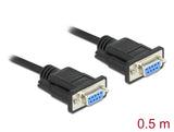 Delock RS-232 Kabel Seriell D-Sub 9 Buchse zu Buchse Nullmodem mit schmalem Steckergehäuse - Full Handshaking - 0,5 m
