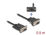 Delock Seriell Kabel RS-232 D-Sub9 Buchse zu D-Sub9 Buchse Stromanschluss an Pin 9 0,5 m