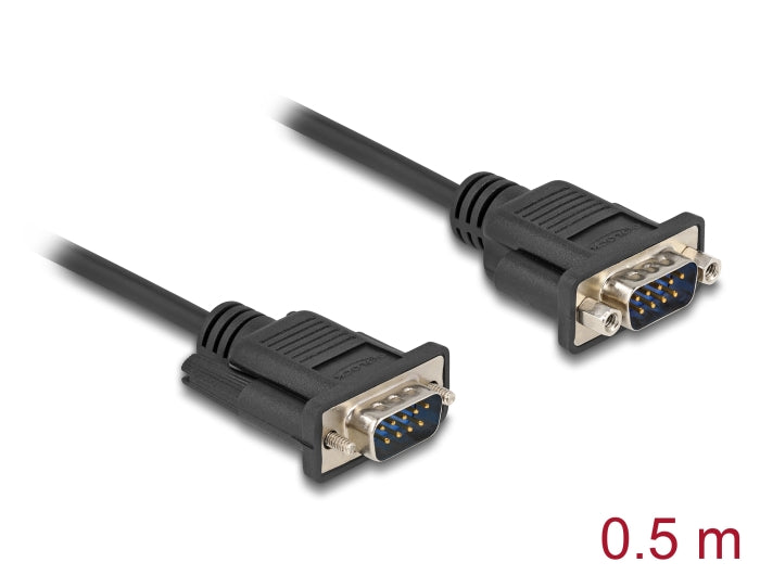 Delock RS-232 Kabel Seriell D-Sub9 Stecker zu Stecker mit schmalem Steckergehäuse 0,5 m