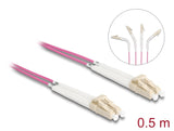 Delock LWL Kabel LC Duplex zu LC Duplex Multimode OM4 winkelbar 0,5 m
